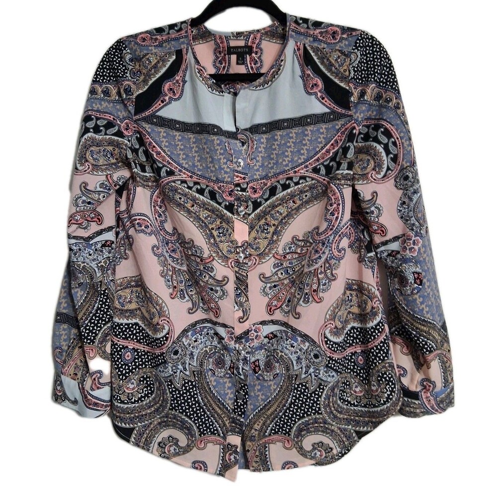 Women's Talbots Long Sleeve Blouse Top Size S Paisley